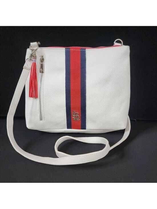 St. Louis Cardinals Handbags - St. Louis Cardinals White Crossbody Purse – MLB Tassel Bag Red Blue Logo